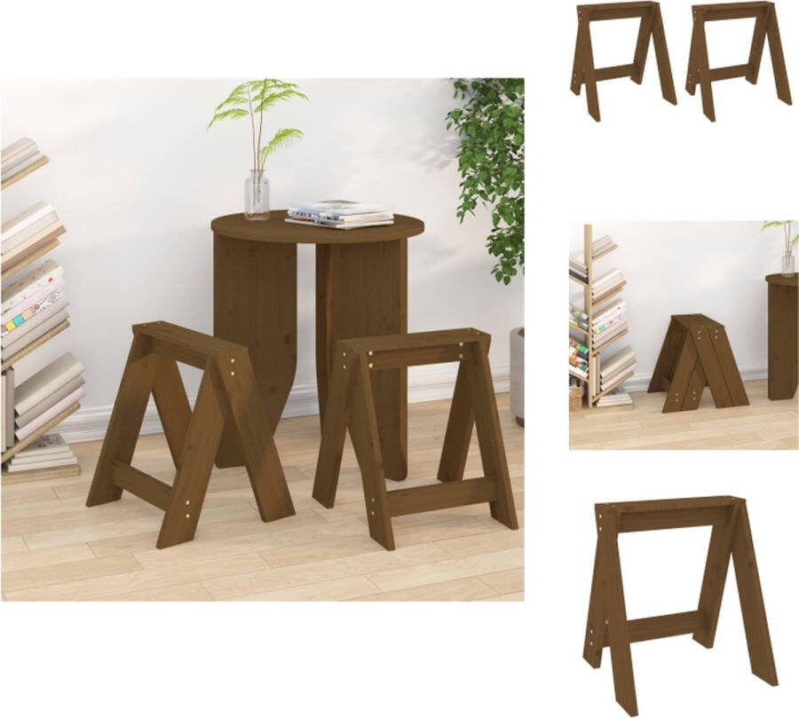 VidaXL Rustiek Grenenhouten Barkrukken 40 x 40 x 45 cm Honingbruin Set van 2 Krukje