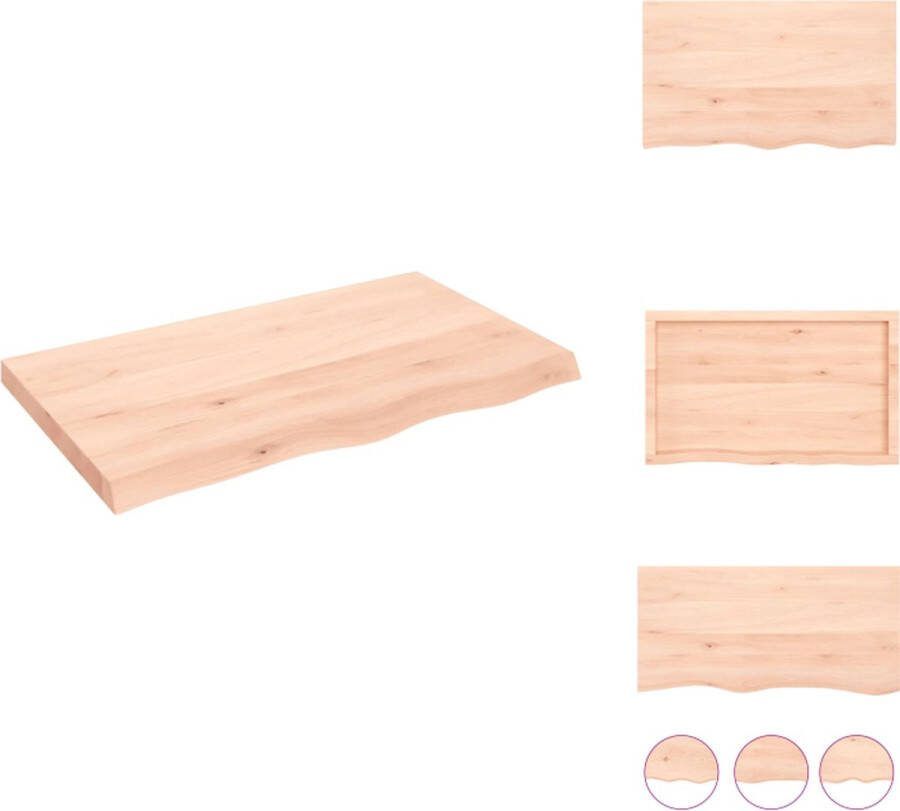 VidaXL Rustieke Wandplank Massief Eikenhout 100 x 60 x 6 cm Draagvermogen 48 kg Wandsteun