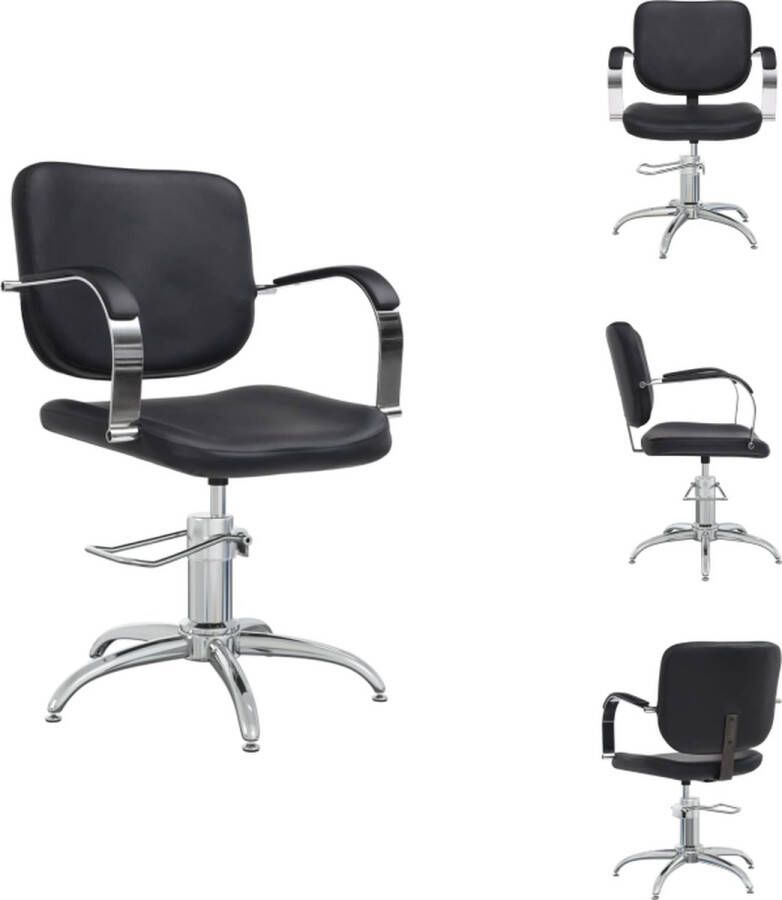 VidaXL Salonstoel Luxe Zwart 55x59x(86-95) cm Kunstleer Gasveer Draaibaar Bureaustoel