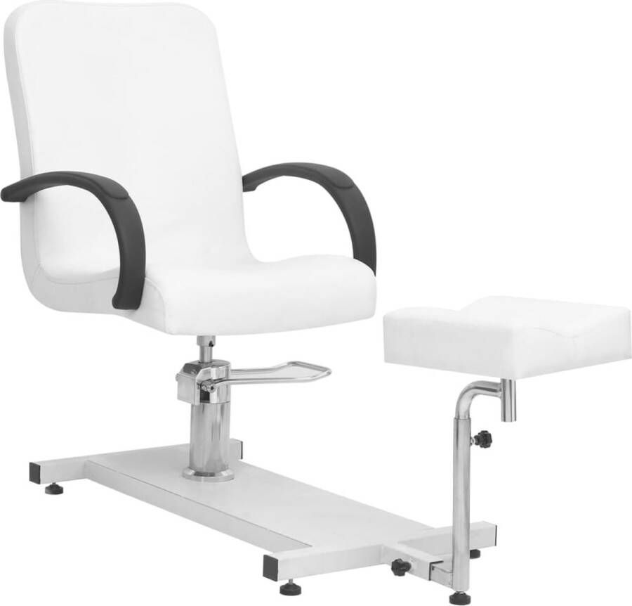 Prolenta Premium vidaXL Salonstoel met voetenbankje 127x60x98 cm kunstleer wit