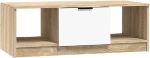 VidaXL Salontafel 102x50x36 Cm Bewerkt Hout Wit En Sonoma Eikenkleurig