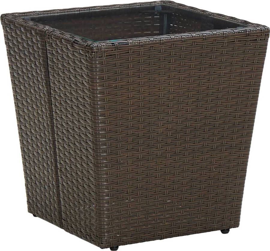 VidaXL -Salontafel-41 5x41 5x44-cm-poly-rattan-en-gehard-glas-bruin