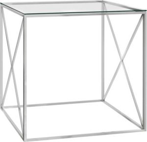 VidaXL Salontafel 55x55x55 Cm Roestvrij Staal En Glas Zilverkleurig