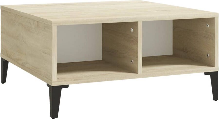 VidaXL Salontafel 60x60x30 cm bewerkt hout wit en sonoma eikenkleurig