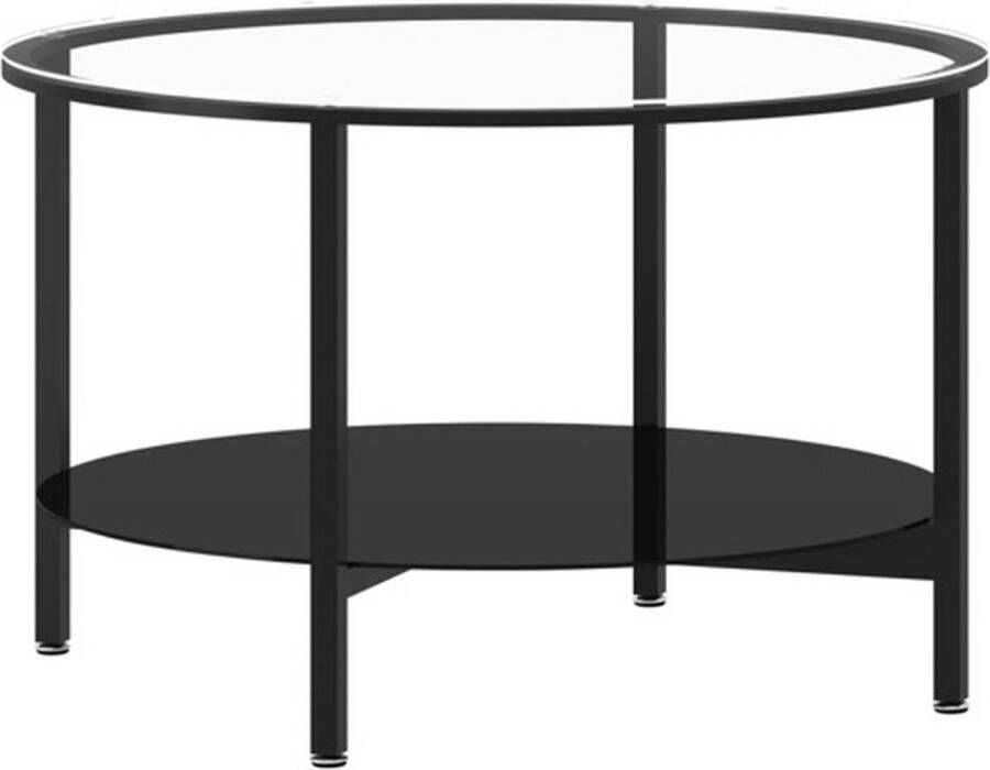 VidaXL -Salontafel-70-cm-gehard-glas-zwart-en-transparant