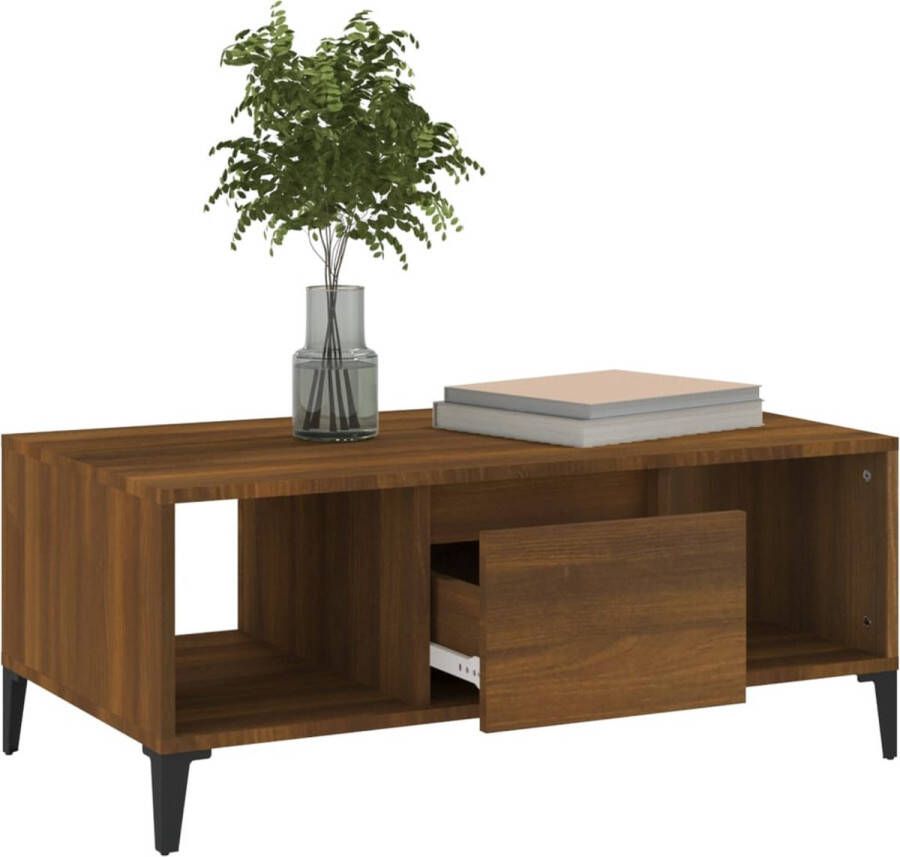 VidaXL -Salontafel-90x50x36 5-cm-bewerkt-hout-bruineikenkleurig
