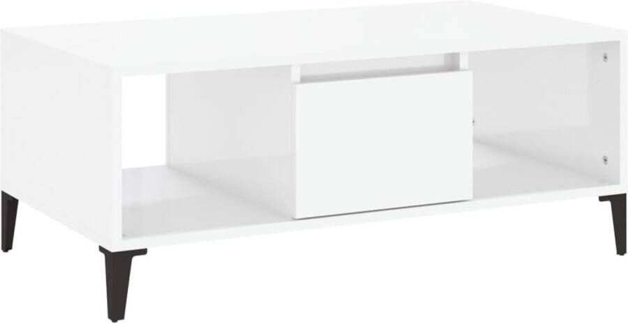 VidaXL -Salontafel-90x50x36 5-cm-bewerkt-hout-hoogglans-wit