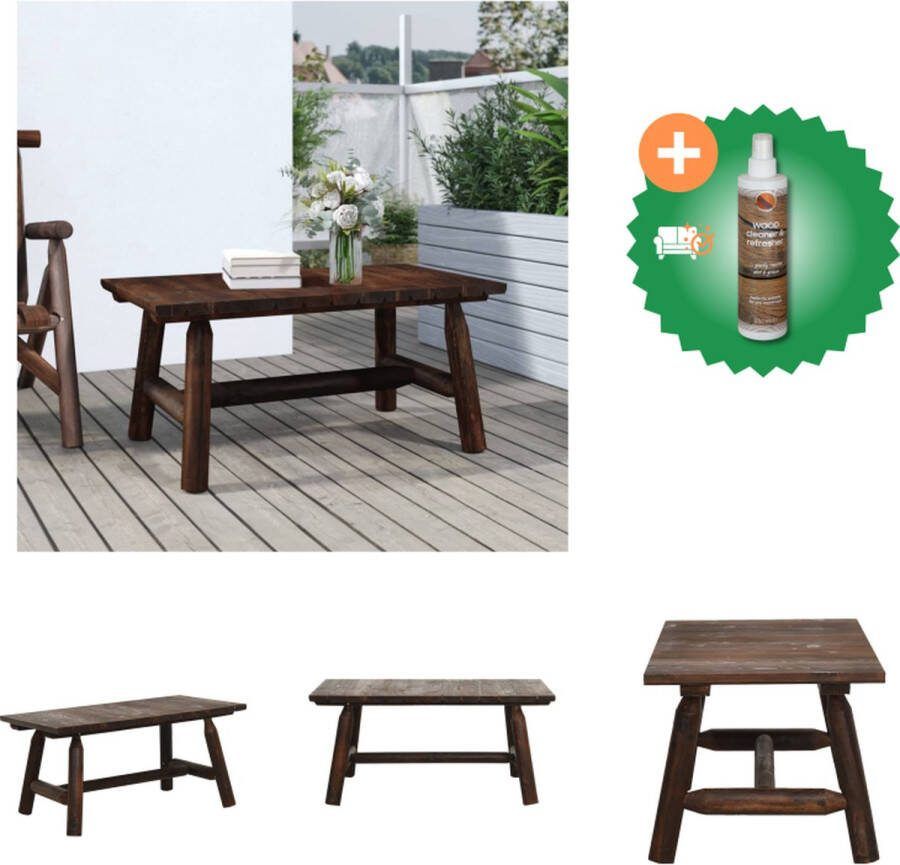 VidaXL Salontafel Vurenhout 90 x 50 x 41 cm Gebrand uiterlijk Tuinbank Inclusief Houtreiniger en verfrisser