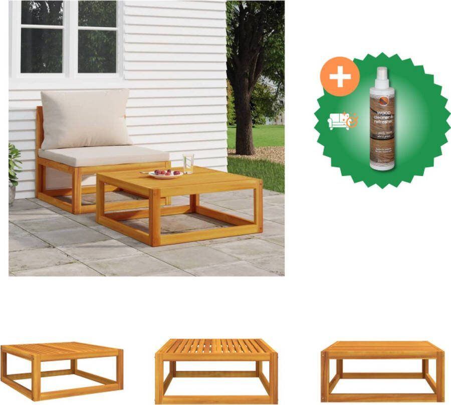 VidaXL Salontafel Acacia Buiten 68 x 68 x 29 cm Vakmanschap Tuinbank Inclusief Houtreiniger en verfrisser