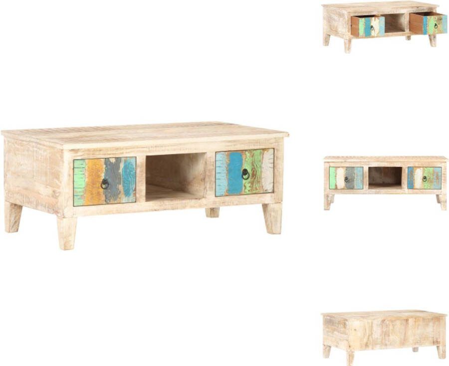 VidaXL Salontafel Acaciahout 100 x 55 x 40 cm Met gesneden bloemontwerp Tafel