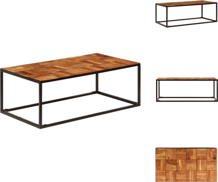 VidaXL Salontafel Acaciahout en Staal 110 x 60 x 40 cm Bruin Zwart Tafel