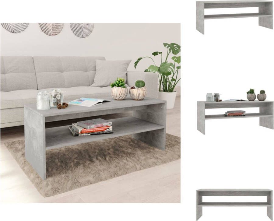 VidaXL Salontafel Betongrijs 100x40x40 cm Bewerkt Hout Met Schap Tafel