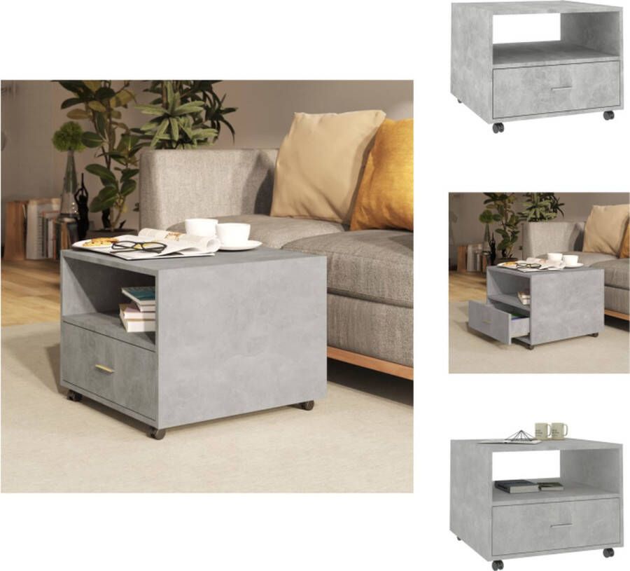 VidaXL Salontafel Betongrijs 55x55x40 cm bewerkt hout met opbergruimte Tafel