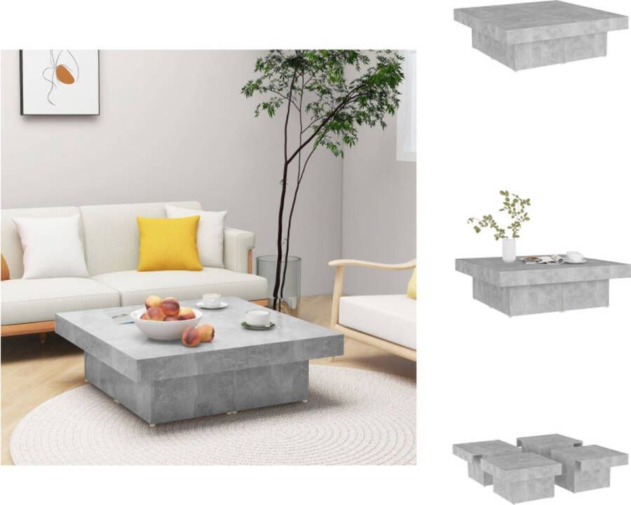 VidaXL Salontafel Betongrijs 90 x 90 x 28 cm Stabiel en duurzaam Montage vereist Tafel