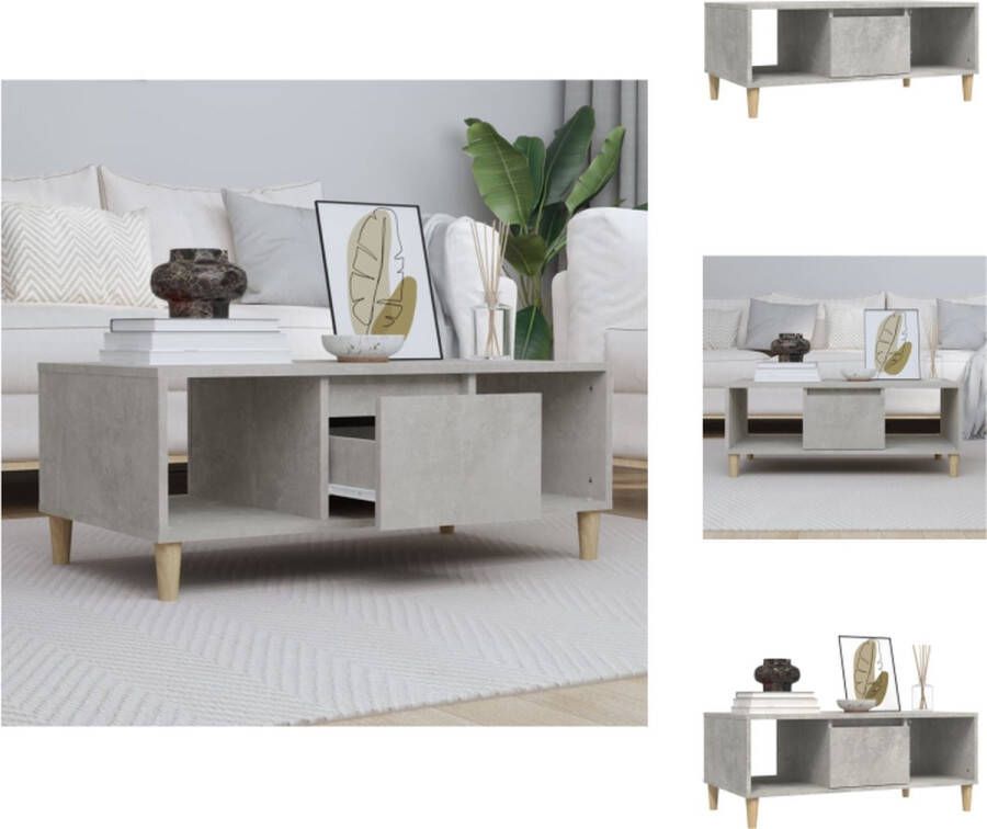 VidaXL Salontafel Betongrijs Bewerkt Hout 90 x 50 x 36.5 cm Tafel
