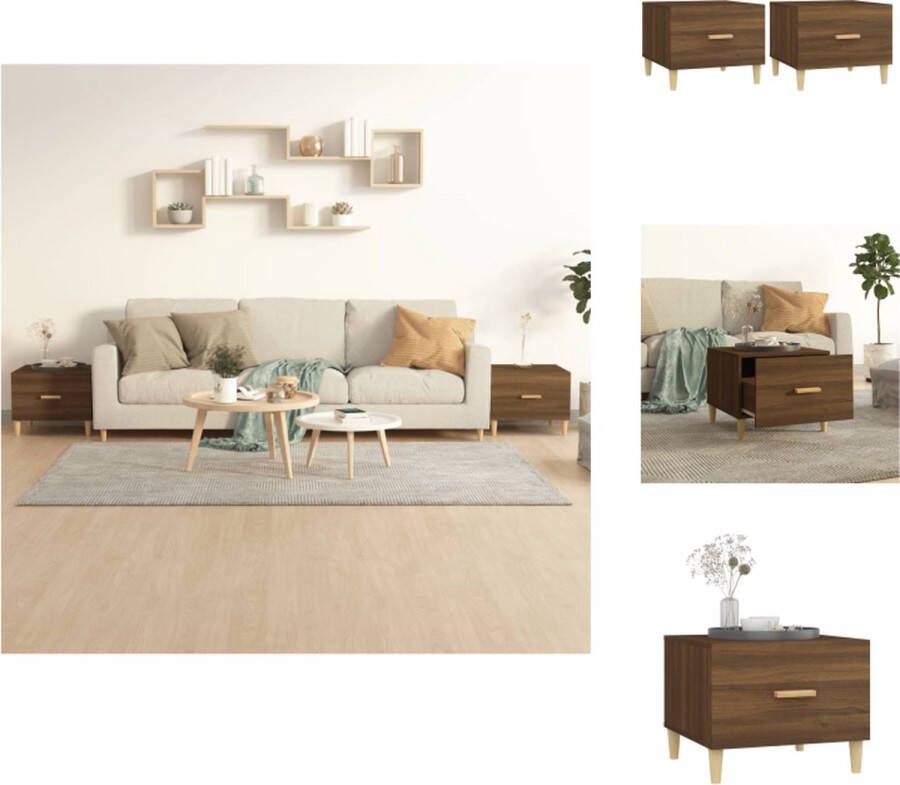 VidaXL Salontafel Brown Oak Wood Set of 2 50 x 50 x 40 cm Tafel