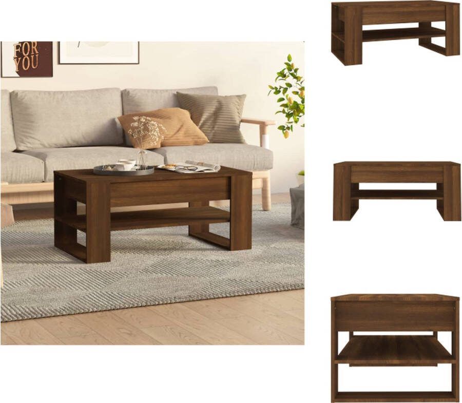VidaXL Salontafel Bruineiken 102 x 55 x 45 cm Bewerkt Hout Tafel