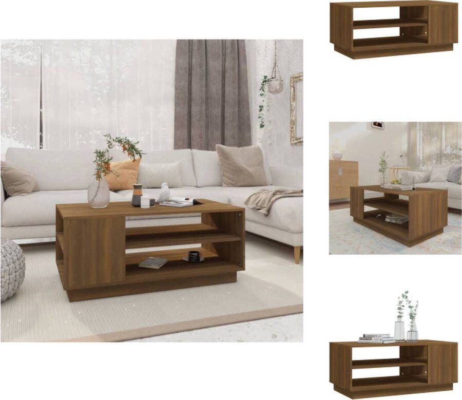 VidaXL Salontafel Bruineiken 102x55x43 cm Opbergruimte Stabiel en Duurzaam Tafel