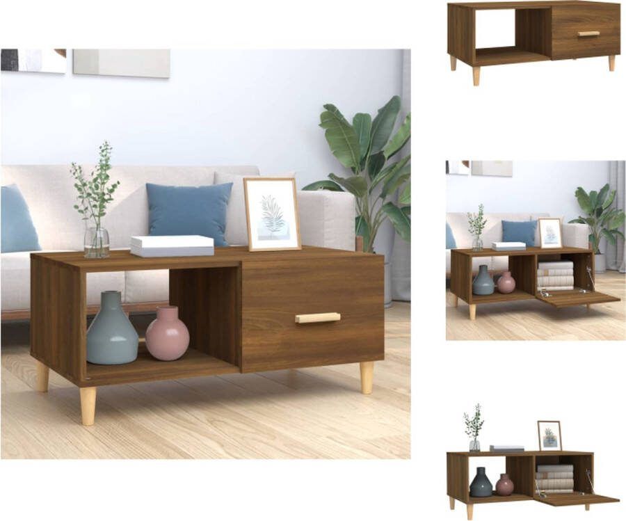 VidaXL Salontafel Bruineiken 89.5 x 50 x 40 cm opbergruimte Tafel