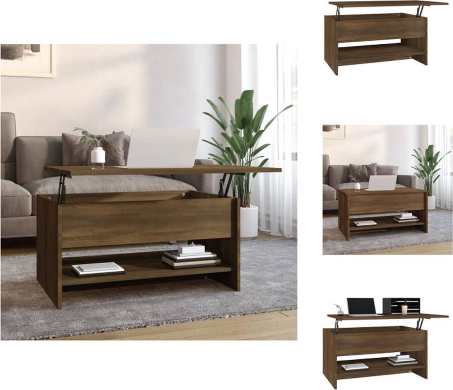 VidaXL Salontafel Bruineiken Hout 80 x 50 x 40 cm (L x B x H) Verborgen opbergruimte Tafel