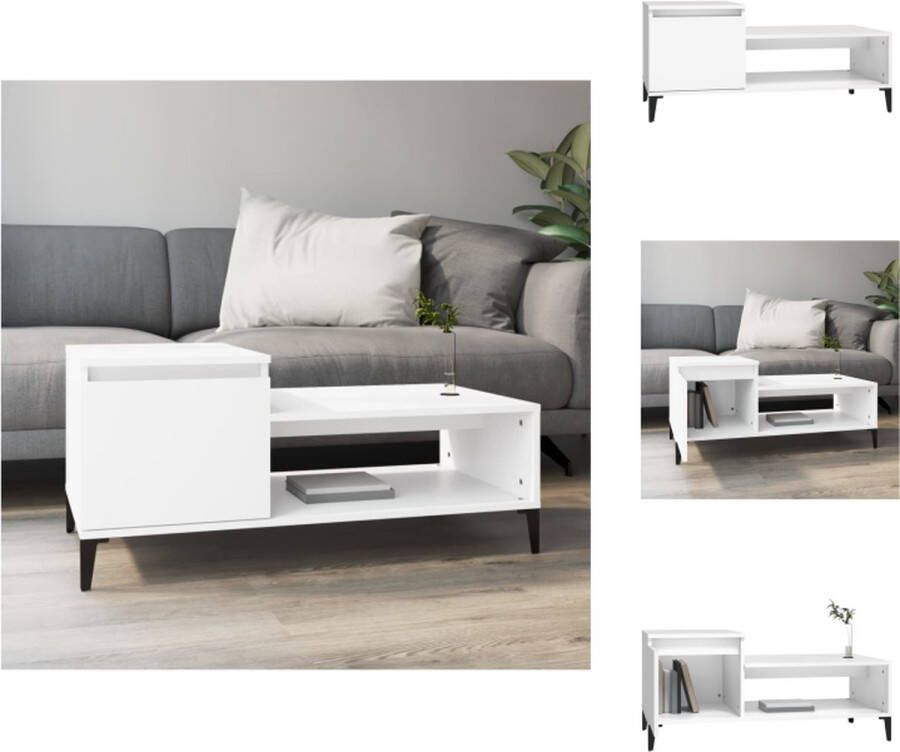 VidaXL Salontafel functionele bijzettafel 100 x 50 x 45 cm Wit Tafel
