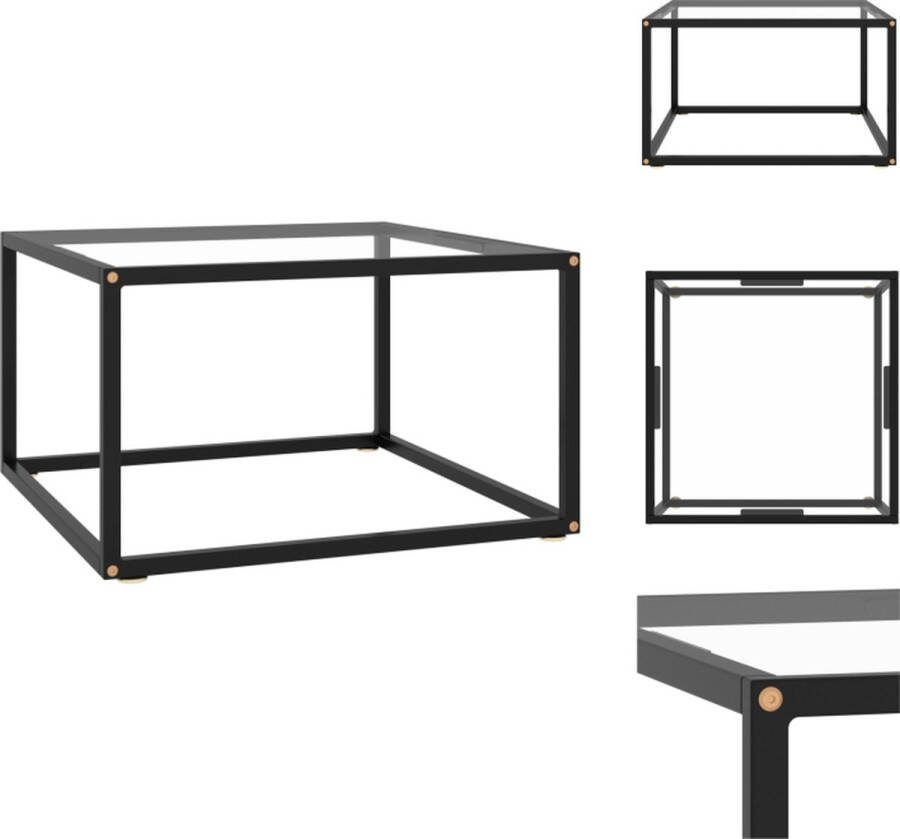 VidaXL Salontafel Gehard glas en gepoedercoat staal 60 x 60 x 35 cm Zwart en transparant Tafel