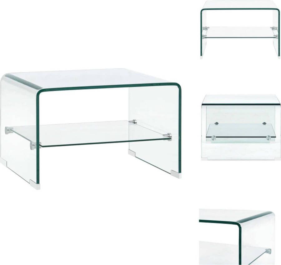 VidaXL Salontafel Gehard veiligheidsglas 50 x 45 x 33 cm Transparant Tafel