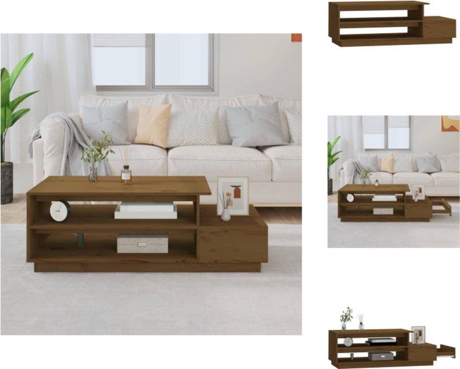 VidaXL Salontafel Grenenhout 120 x 50 x 40.5 cm Opbergruimte Stevig tafelblad Tafel