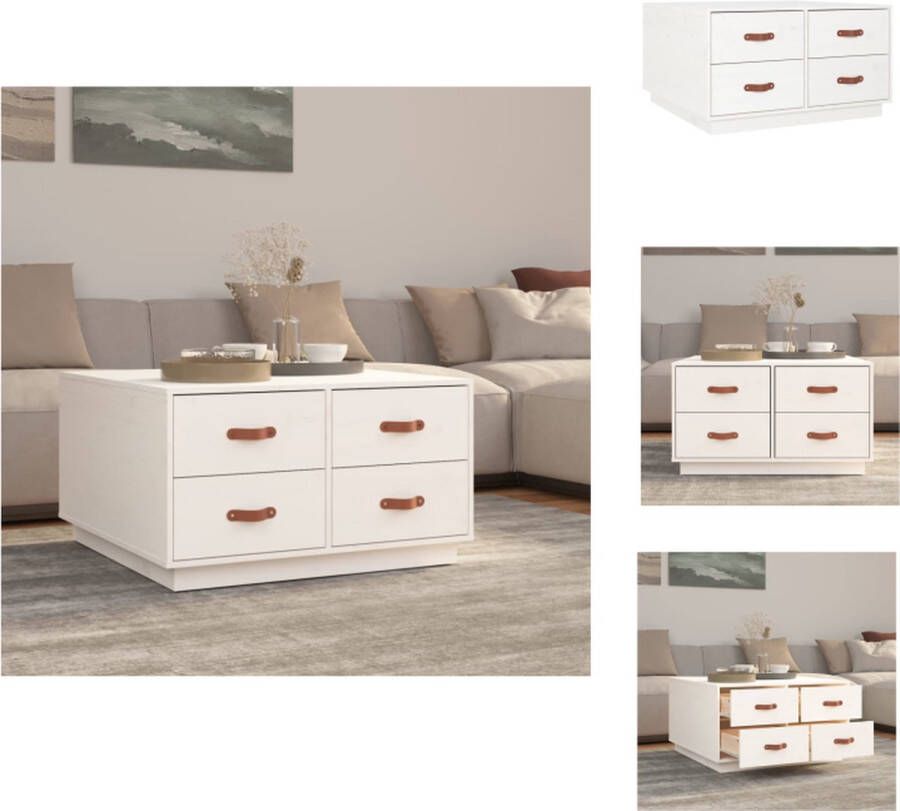 VidaXL Salontafel Grenenhout 80 x 80 x 45 cm 4 lades Tafel