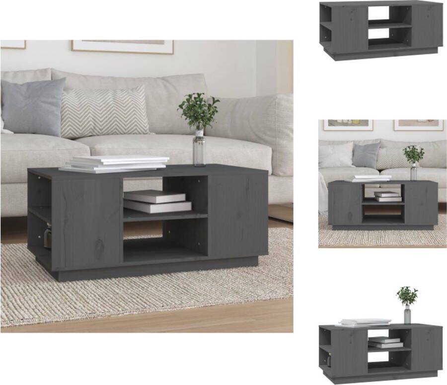 VidaXL Salontafel Grenenhout 90 x 49 x 40.5 cm Grijs Tafel