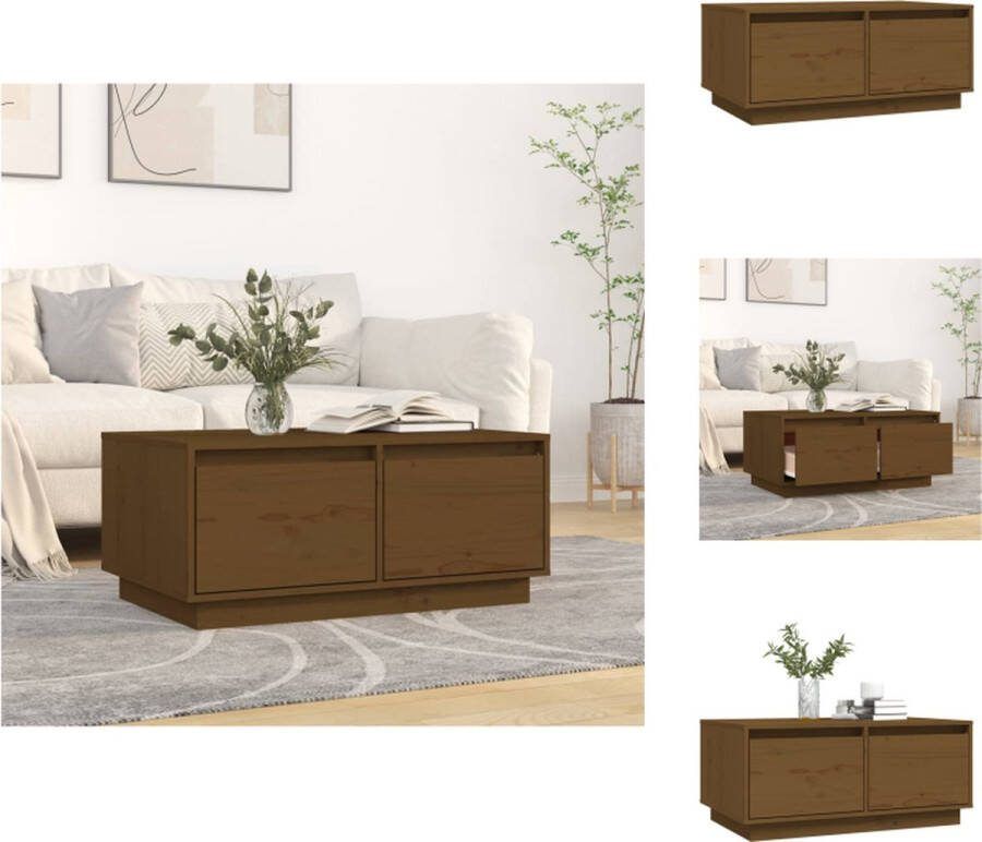 VidaXL Salontafel Grenenhout Bijzettafel met 2 lades 80 x 50 x 35 cm Honingbruin Tafel