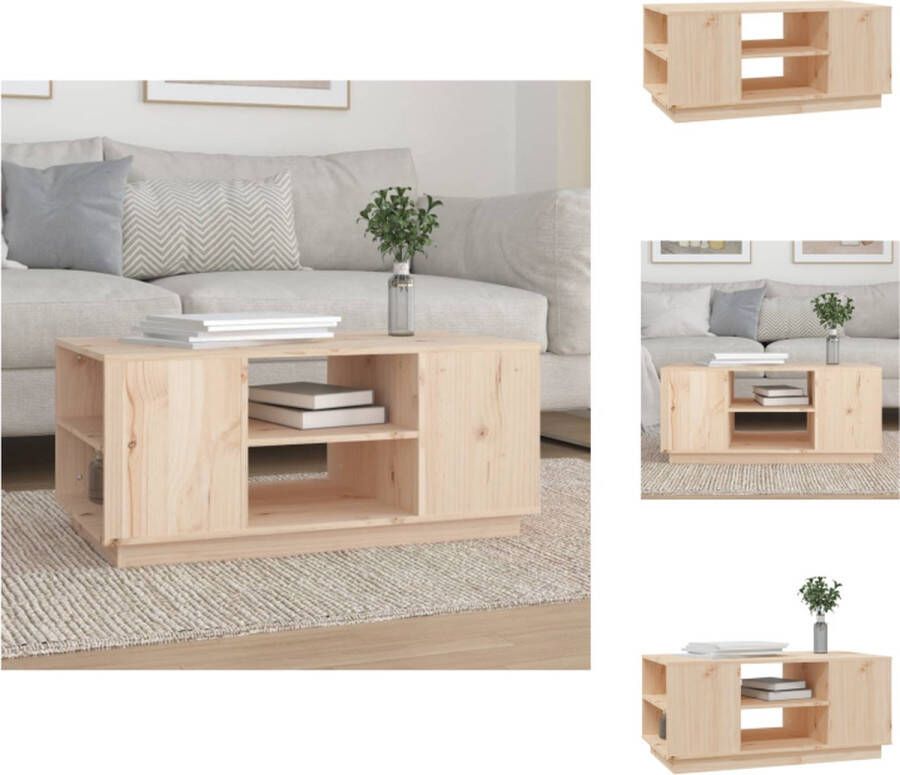 VidaXL Salontafel Grenenhout Bijzettafel met 6 vakken 90 x 49 x 40.5 cm Tafel