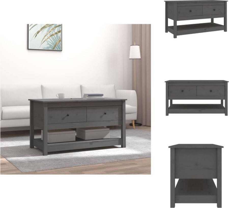 VidaXL Salontafel Grenenhout Grijs 102x49x55 cm Tafel