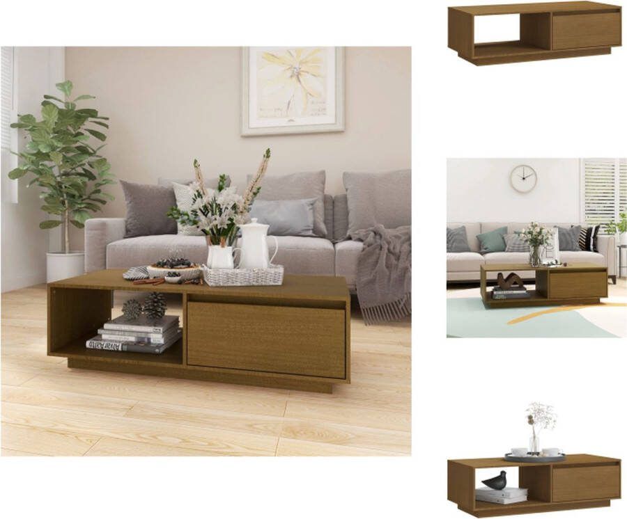 VidaXL Salontafel Grenenhout Honingbruin 110 x 50 x 33.5 cm Met Opbergschap Tafel
