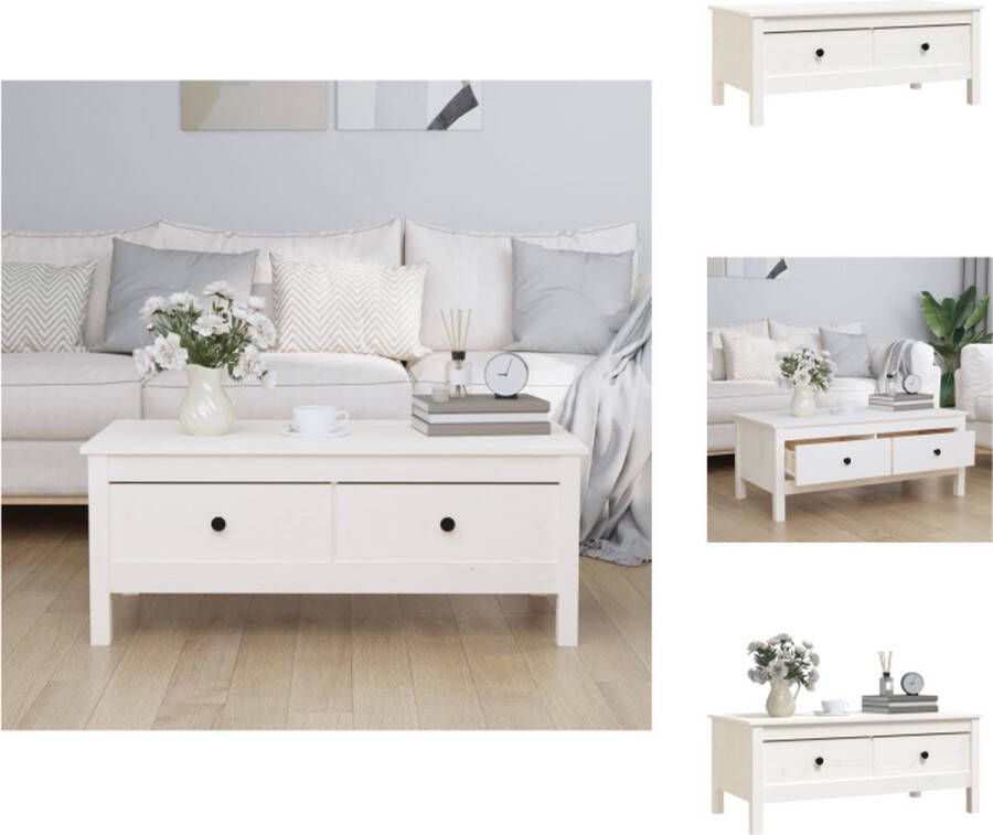 VidaXL Salontafel Grenenhout Wit 100x50x40 cm Tafel