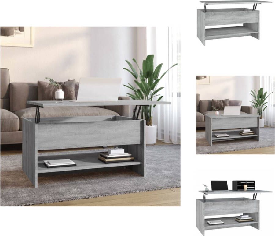 VidaXL Salontafel Grijs Sonoma Eiken 80 x 50 x 40 cm Praktisch bewerkt hout Veel opbergruimte Tafel