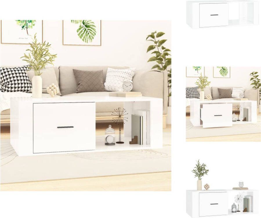 VidaXL Salontafel Hoogglans wit 100 x 50.5 x 35 cm Duurzaam materiaal Tafel