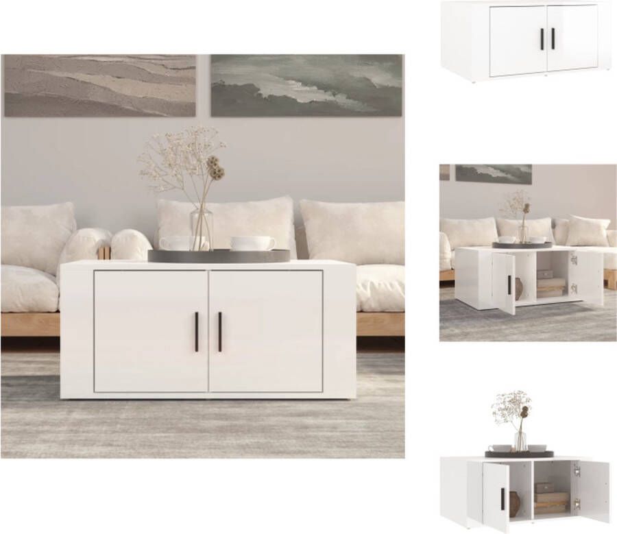 VidaXL Salontafel Hoogglans wit 80 x 50 x 36 cm Duurzaam materiaal Tafel