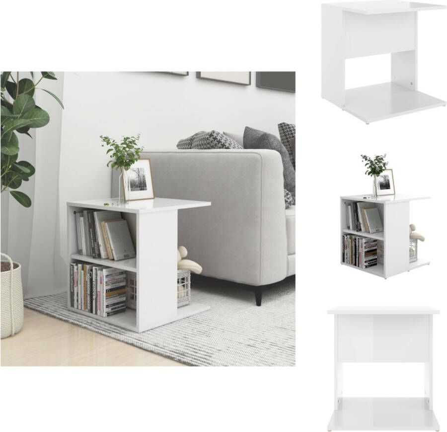 VidaXL Salontafel Hoogglans wit Spaanplaat 45 x 45 x 48 cm Open vakken Tafel