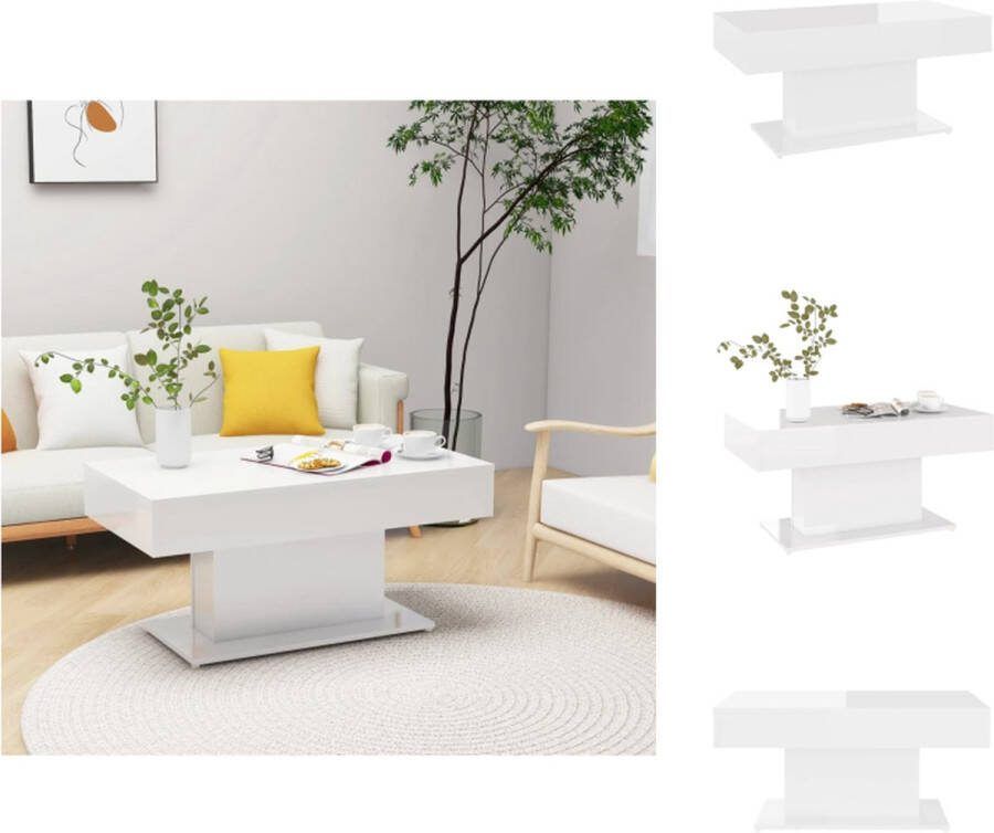 VidaXL Salontafel Hoogglans wit Spaanplaat 96 x 50 x 45 cm Tafel
