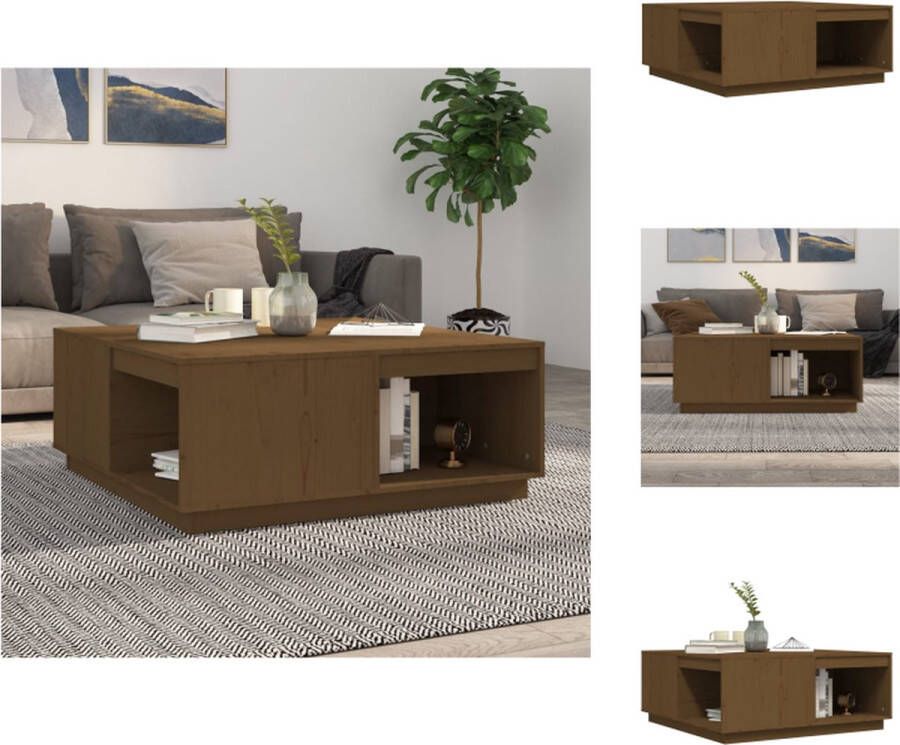 VidaXL Salontafel Houten 100x101x40.5 cm Massief Grenenhout Honingbruin Tafel