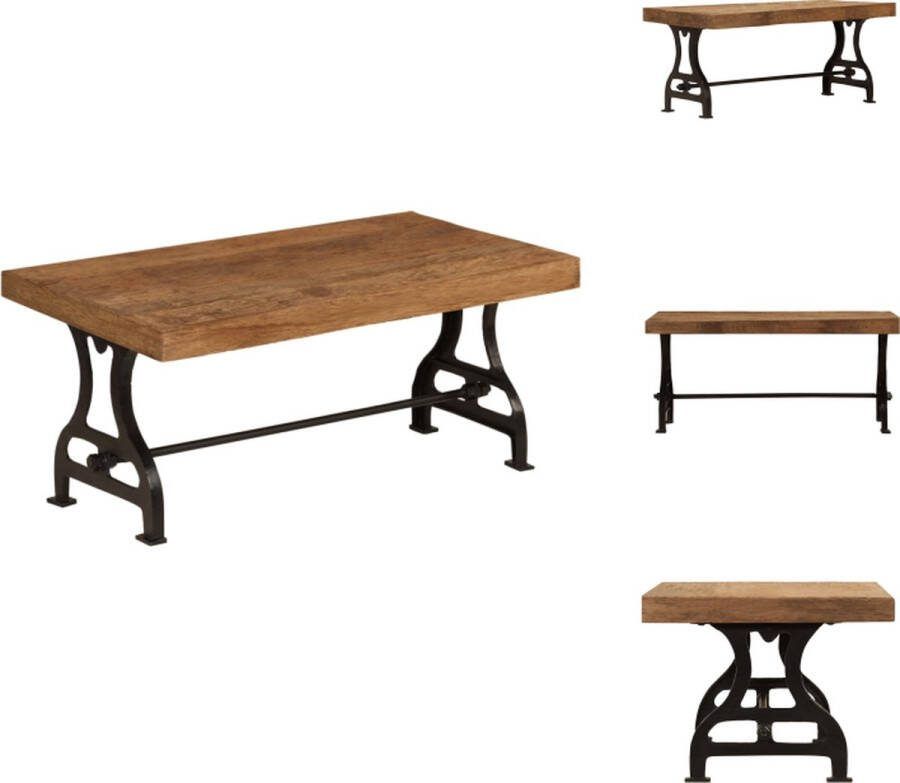 VidaXL Salontafel Houten 100x60x40cm Gerecycled hout Gietijzer Tafel