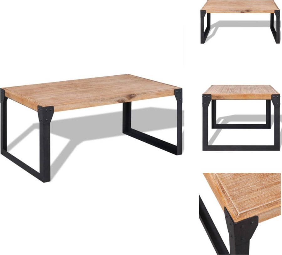 VidaXL Salontafel Industrieel 100 x 60 x 45 cm 100% Massief Acaciahout en Staal Tafel