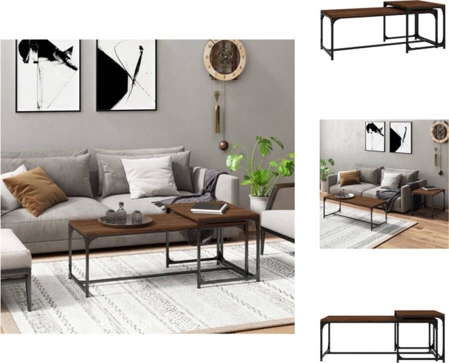 VidaXL Salontafel Industrieel Bewerkt hout en staal 100 x 40 x 35 cm 50 x 40 x 40 cm Bruineiken Tafel