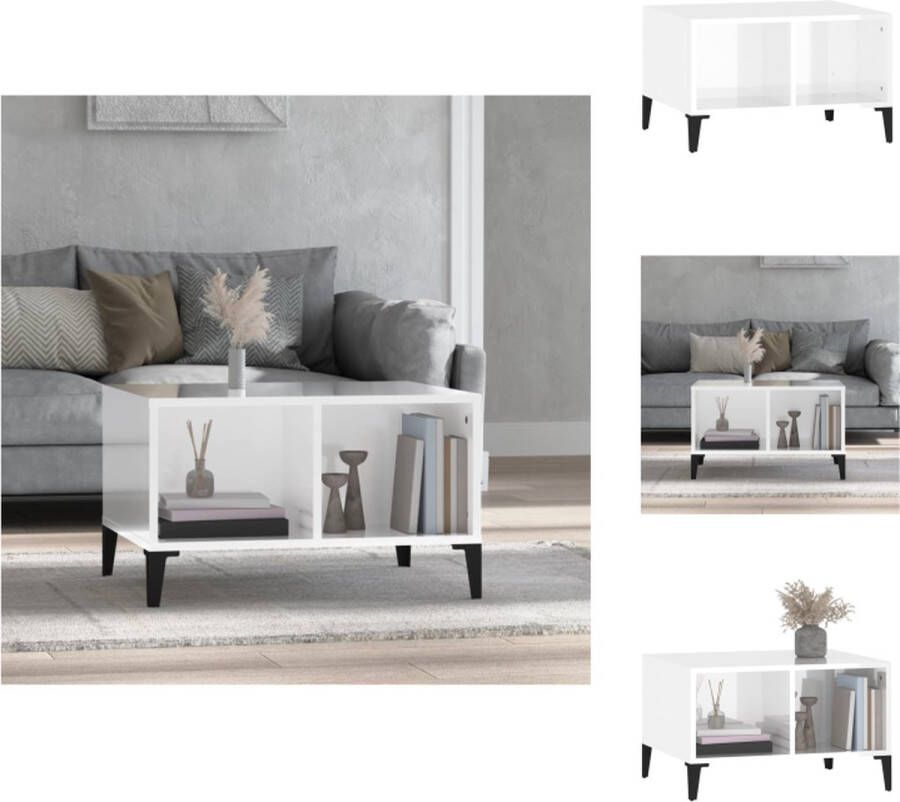 VidaXL Salontafel Industriële Hoogglans Wit 60 x 50 x 36.5cm Tafel