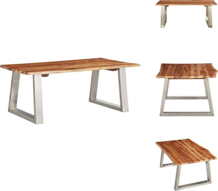 VidaXL Salontafel Industriële Stijl 100 x 60 x 40 cm Massief Acaciahout Roestvrij Staal Tafel