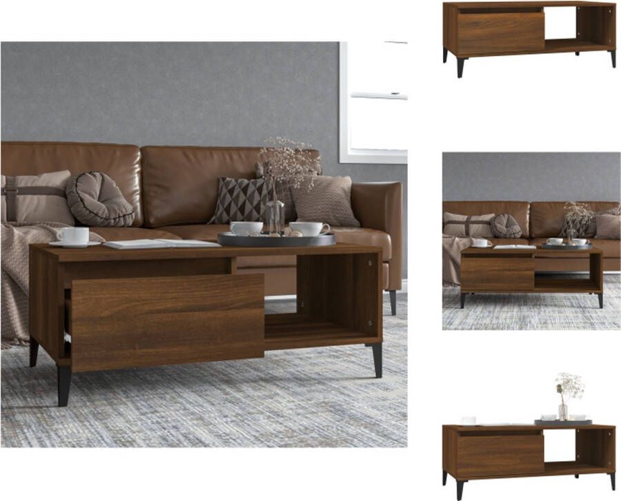 VidaXL Salontafel Industriële Stijl Bewerkt hout Bruineiken 90 x 50 x 36.5 cm Tafel