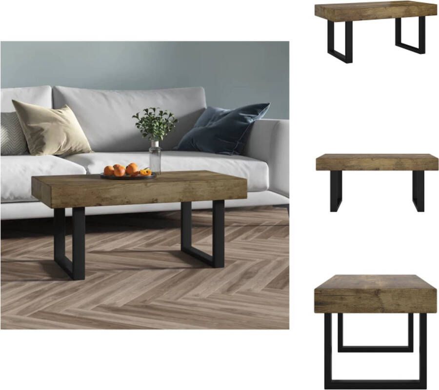 VidaXL Salontafel Iron 90 x 45 x 40 cm Donkerbruin Zwart MDF IJzer Tafel