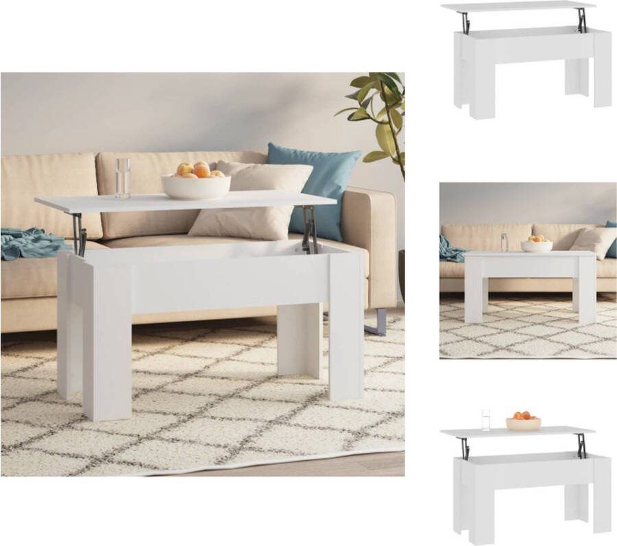 VidaXL Salontafel Lift-Top 101 x 49 x 52 cm Wit Multifunctioneel Bewerkt hout Tafel