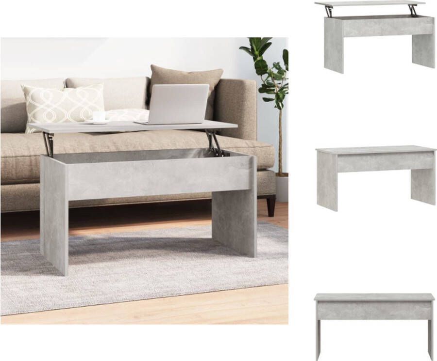VidaXL Salontafel Lift-top Betongrijs 102x50.5x52.5 cm Bewerkt hout Tafel
